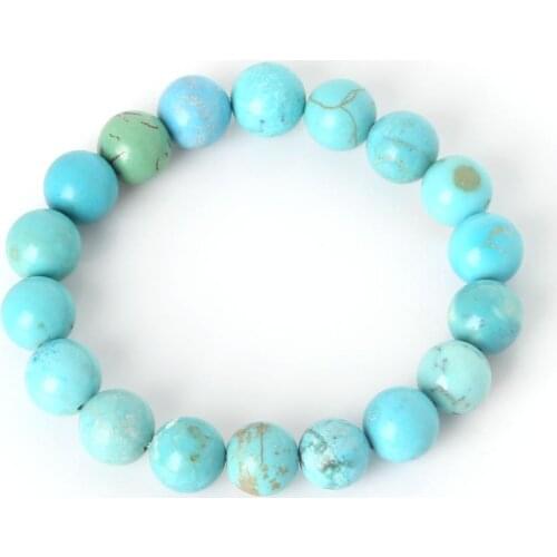 Charm Bracelet With Natural Stone Beads Turquoises Color 6 8 10mm Natural Stone Yoga Beaded Bracelet for Men Women