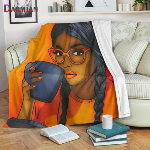 DARMIAN Lovely African Girl Print Adult Kids Nap Thin Quilt Blanket Sherpa Fleece Microfiber Blankets Home Decoration Bed Cover
