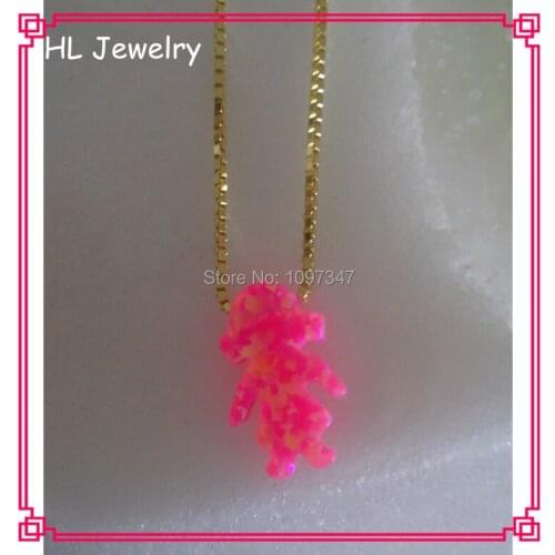 Synthetic Fire Opal Pink Girl Sign Pendant 925 Silver Necklace For Girls