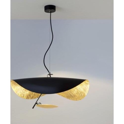 Postmodern Curved Surface LED Pendant Lights Flying Saucer Hat Art Home Decor Hanglamp Living Room Restaurant Kitchen Lights