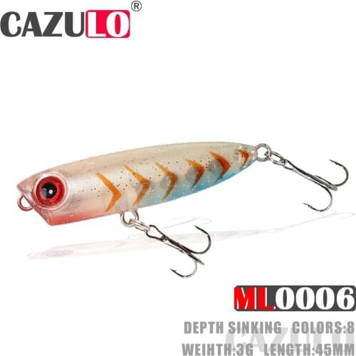 Poppers Fishing Accessories Lures Weights 3g 45mm Isca Artificial Sinking Baits Wobblers Pesca Tackle For Blackfish Leurre Cebos