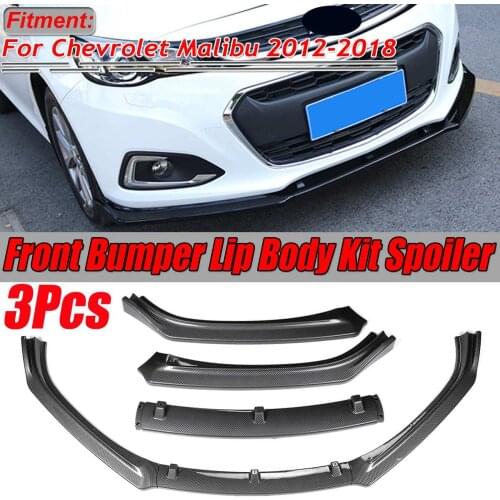 Carbon Fiber Look/Black 3piece Car Front Bumper Splitter Lip Spoiler Diffuser Guard For Chevy For Chevrolet For Malibu 2012-2018