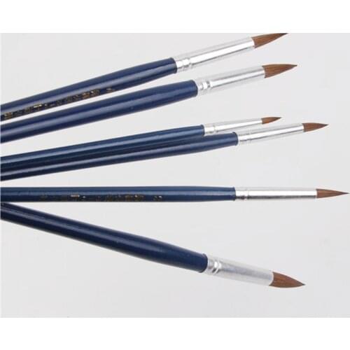 Weasel hair paint brush sharp round peak water color acrylic painting brush pen 6 pcs/suit Supplies Professional Art Supplies