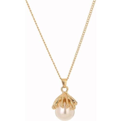 Vintage Elegant Round Pearl Clavicle Chain Necklace Gold Color Simple Pendant Womens Party Charm Jewelry Accessories