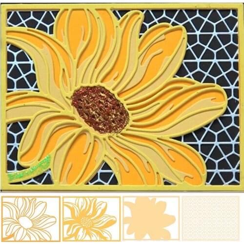Wild Sunflower Pattern Die Cuts For Card Making Flower+Pattern+Frame Metal Cutting Dies Stencils 2020 Embossing Crafts Cards