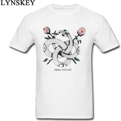 Funny Design T Shirts Ouroboros Horror Film T-Shirt For Adult Rose Snake Print Short Sleeve Tee Shirts 100% Natural Cotton