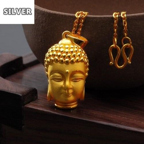 3D hard gold such as Buddha pendant mens and womens Buddha head necklace gold jewelry Euro gold necklace wholesale