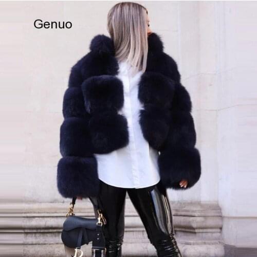 Imitation Fox Fur Jackets with Fur Collar Women Shorts Winter Warm Fake Fur Coat Female Fashion Flurry Overcoat Thicken Big Size