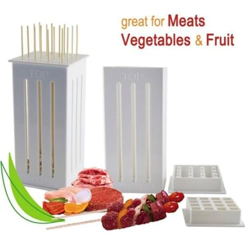 1PC New Meat Skewer Machine Kabob Maker Box BBQ Tool Beef Mutton Meat Grill Machine Beef Meat Maker 16 Bamboo Skewers QA 129