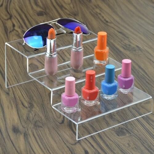 1pc 3-step Stair Clear Acrylic Removable Rack Jewelry Cosmetic Makeups Craft Figure Display Shelf Nail Art Polish Stand Showcase