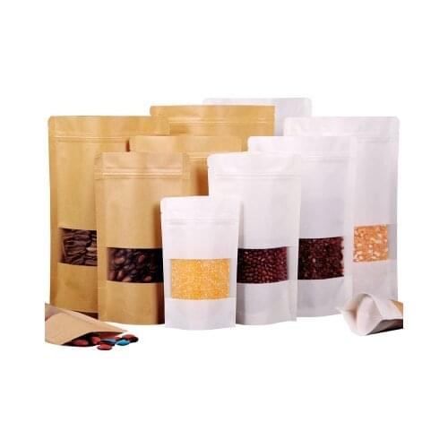 100pcs 50pcs Brown Kraft Paper bag Gift Bags packing Biscuits candy Food bread Cookie Bread Nuts Snack Baking Package Zip Lock