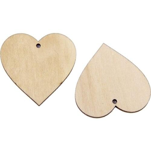 25pcs Blank Wooden Heart Embellishments for Crafts DIY Scrapbooking 7NK159