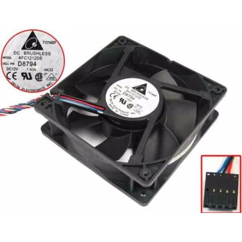 Delta Electronics AFC1212DE -4K33 DP/N:D8794 DC 12V 1.60A 120x120x38mm 4-wire Server Cooling Fan