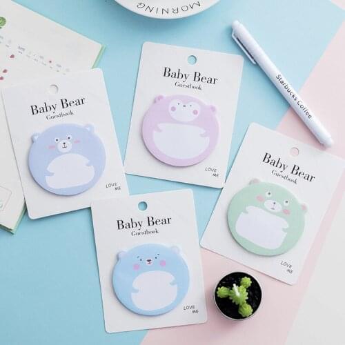 40pcs Kawaii Memo Pad Sticky Notes Cute Baby Bear Memo Stickers Stationery Office Decoration Sticky Tabs Posit Papeleria Planner