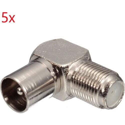 5Pcs/set 90 Degree Right Angled TV Aerial Cable Connector RF Coaxial F Female to TV Male Plug to Female Socket