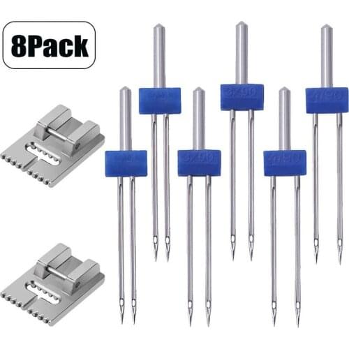 8Pcs Double Twin Needles Pins for Sewing Machine Size 2/90 3/90 4/90 Sewing Accessories Multifuctional Fittings