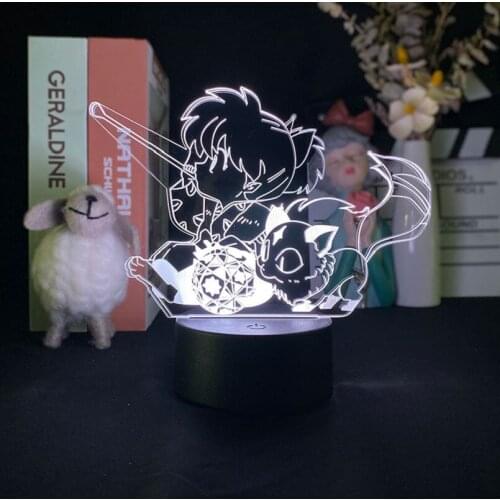 Anime 3D LED Light Night Club Teenager Room Decor Desk Lamp Inuyasha Nightlight Fans Friends Kids Birthday Gift Bluetooth Base