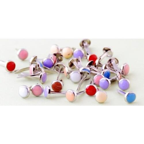 Free shipping 50pcs Enamel colors Pastel Round Brads Scrapbooking Embellishment 15x7mm