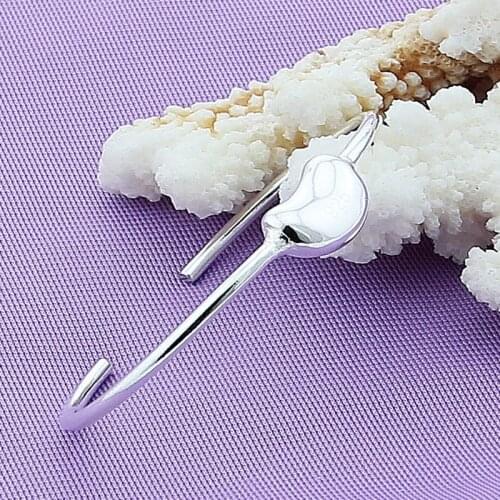 DOTEFFIL 925 Sterling Silver Bean Bangle Bracelet For Woman Wedding Engagement Fashion Charm Party Jewelry