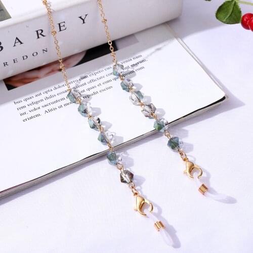 ZV 1Pcs Crystal Boho Mask Chain Beaded For Women Gift Jewelry Face Cover Metal Necklaces Sunglasses Lanyard of Mask Holder
