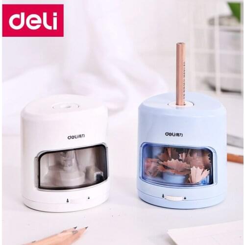Deli 0502 electronic pencil sharpener Student Child pencil sharpner 2 colors automatic pencil sharpener w/ fixture to table
