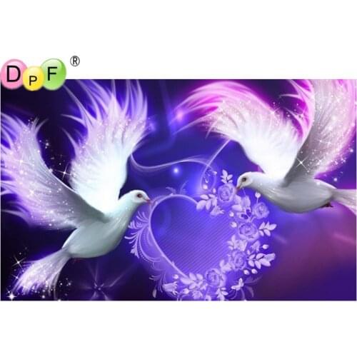 DPF 5D DIY Diamond Painting"Glowing pigeons"Diamond Embroidery Cross Stitch Rhinestone Mosaic Painting Home Decor wall painting