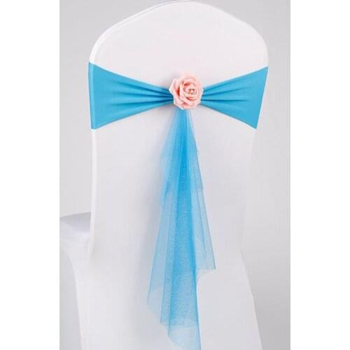 Elastic Satin Chair Sash Flower Ribbons Wedding Chair Butterfly Ties For Party Event Banquet Hotel Decoration