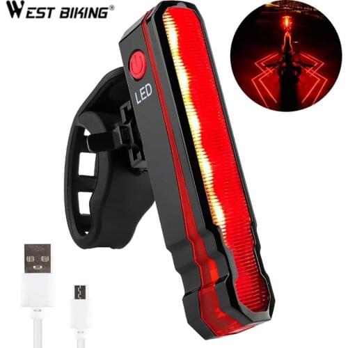 WEST BIKING Laser Light Red Line Rear Tail Front Lamp Safety Warning USB Rechargeable Bicycle Lights Seatpost Cycling Flashlight