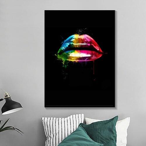 HD Abstract Sexy Lips Canvas Paintings On the Wall Art Posters And Prints Graffiti Art Pictures Home Wall Minimalist Decoration