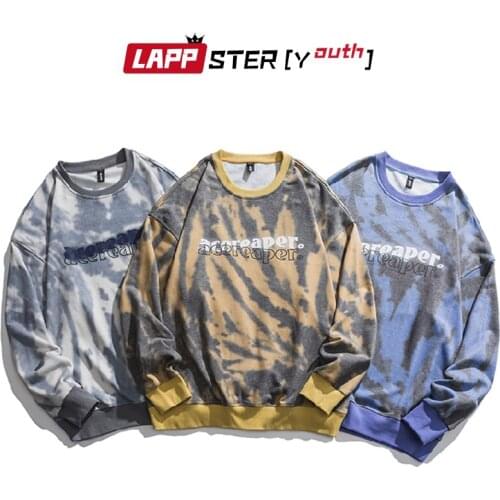 LAPPSTER-Youth Men Tie Dye Japanese Streetwear Hoodies 2021 Mens Harajuku Graphic Oversized Hoodie Man Korean Fashion Sweatshirt