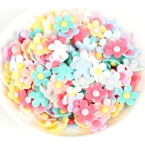 30Pcs 20mm Mixed Resin Flower Flatback Cabochon Embellishments Kawaii Scrapbooking Decoration Diy Craft Supplies Accessories