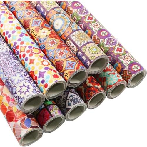 20x33cm Geometric Pattern Leather Fabric DIY Patchwork Sewing Crafts Home Textile Clothing Bows Materials Accessories