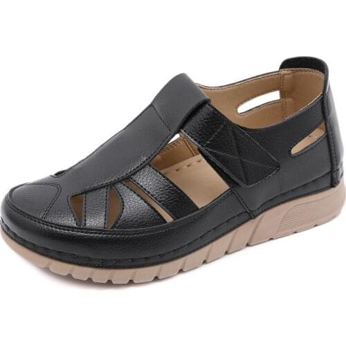 Wedge Heel Platform Summer Womens Sandals; Lightweight Non-slip Roman Womens Shoes Large Size 42 Hand-stitched Shoes Fashion