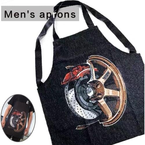 Newest Japanese style car refitting enthusiast apron for men Chef Kitchen BBQ Grill Baking Cooking Aprons Home Barber Coffee