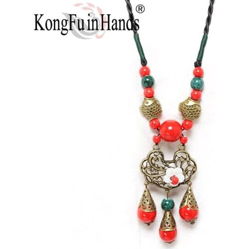 New Design long Vintage Good wishes Lock style Necklace For Women Colorful bead Sweate jewelry for party New Arrival