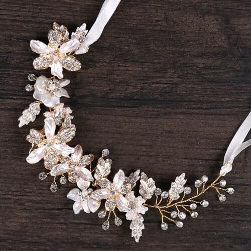 Shell Flower Headbands For Bride Wedding Hair Jewelry Flower Brides Hair Band Accessories For Women Jewelry
