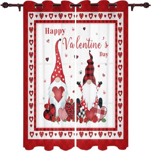 Happy ValentineS Day Love Gnome Window Curtains kids bedroom decor Curtain Home Decor Kitchen Decor Curtain Panels