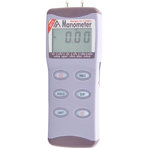 AZ8215 Portable 15 psi Digital Manometer Differential Pressure Meter 11 units for selection