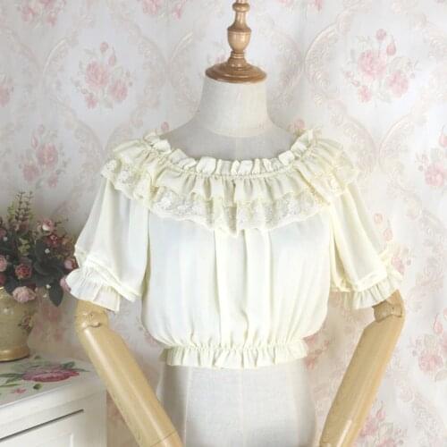 Medieval Women girl lace And lolita Gothic Renaissance Victorian Chemise Shirt chiffon tops short-sleeved shirt