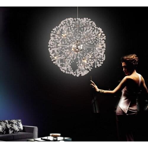 European-style LED modern simple crystal chandelier round art Nordic living room lights luxury romantic bedroom restaurant led