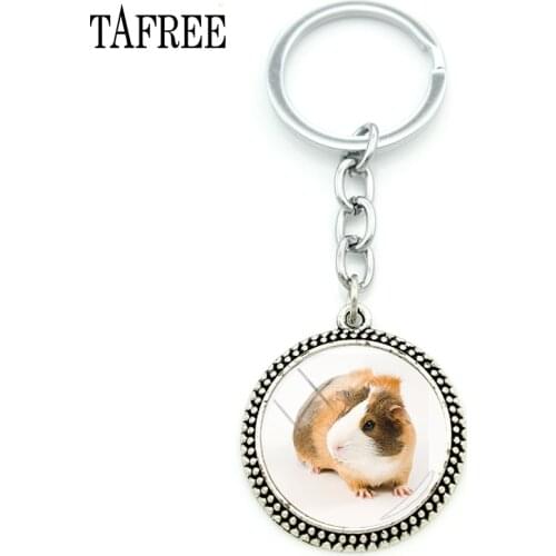 TAFREE Fashion Guinea Pig pendant keychain cute lovely animal mouse pendant key chain ring men women jewelry QF823