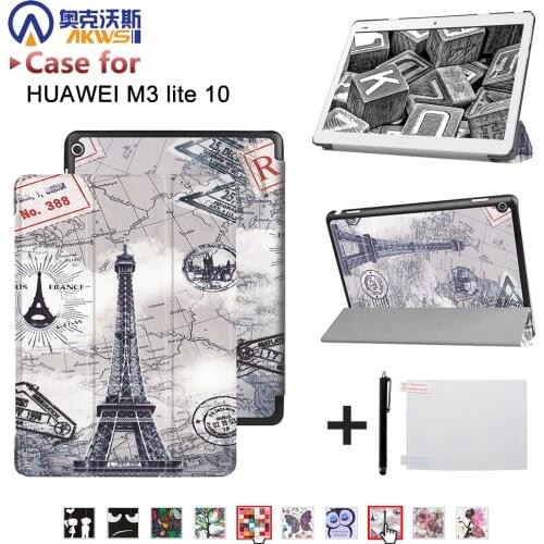 Smart ultra stand cover case for 2017 Huawei MediaPad M3 Lite 10" tablet for BAH-W09 BAH-AL00 10" tablet+free gift