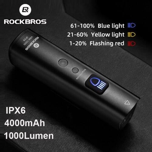 ROCKBROS 1000Lumen Bicycle Lights 5 Modes USB Charging Smart Vibration Strong Light Bicycle Headlights Waterproof LED Flashlight