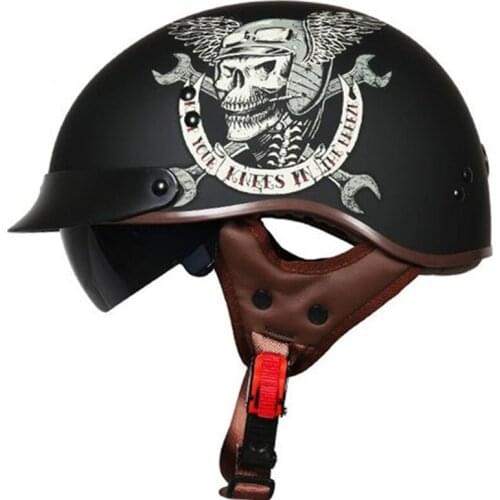 Vintage Skull Motorcycle Helmet Open Face Helmet DOT Approved Half Helmet Retro Moto Casco Capacete Motociclistas Capacete