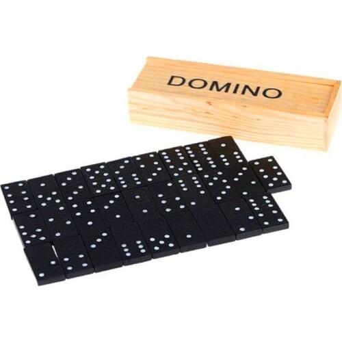 High Standard Domino Wooden Boxed Black Domino Wooden Board Game Teaching Aid Minifigures Blocks Castle Kids Toys