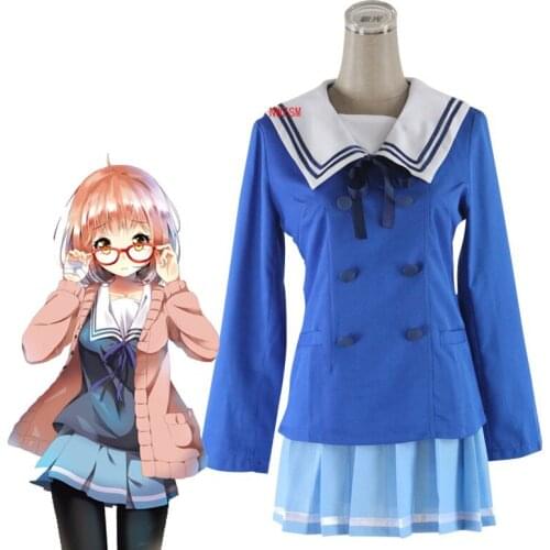 Japanese Anime Kyokai no Kanata Cosplay Beyond the Boundary Kuriyama Mirai Cosplay Costume Women Girls School Uniforms Sweater