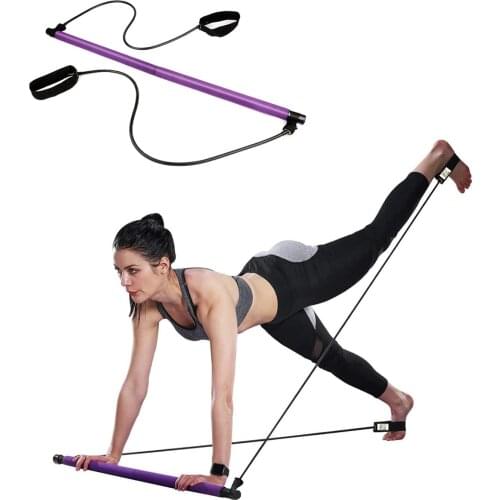Yoga Pilates Bar with Resistance Bands Portable Muscle Toning & Body Shaping Exercise Stick Kit for Home Gym Workout