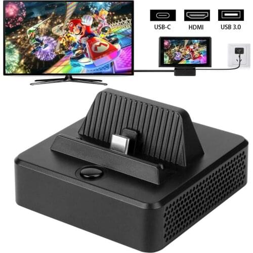 Portable Switch Charging Dock for Nintend Switch with USB Type C Power Input Port HDMI Video Port Support 4K1080P & USB 3.0 Data