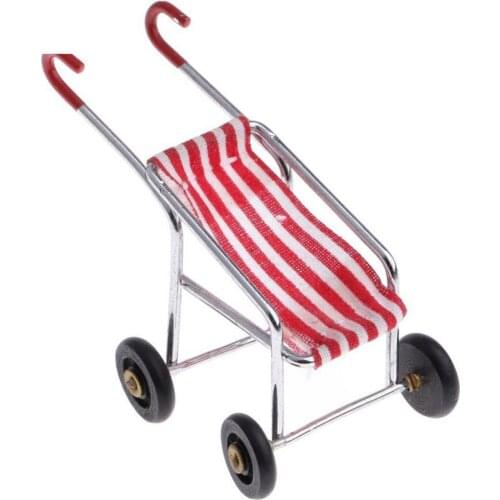 1/12 Dollhouse Shopping Miniature Trolley Cart Model Kids Role Playing Toy Desktop Decoration Storage Toy Furniture Accessories