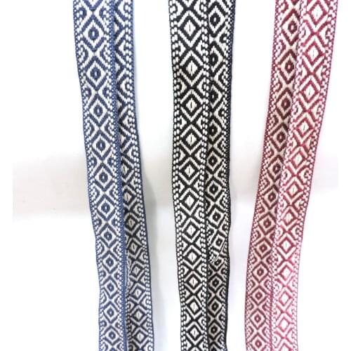 1" Fabric Ribbon 5 Yard Geometic Polyester Cotton Ribbon Headband for Bag Belt Decoration 3 Color